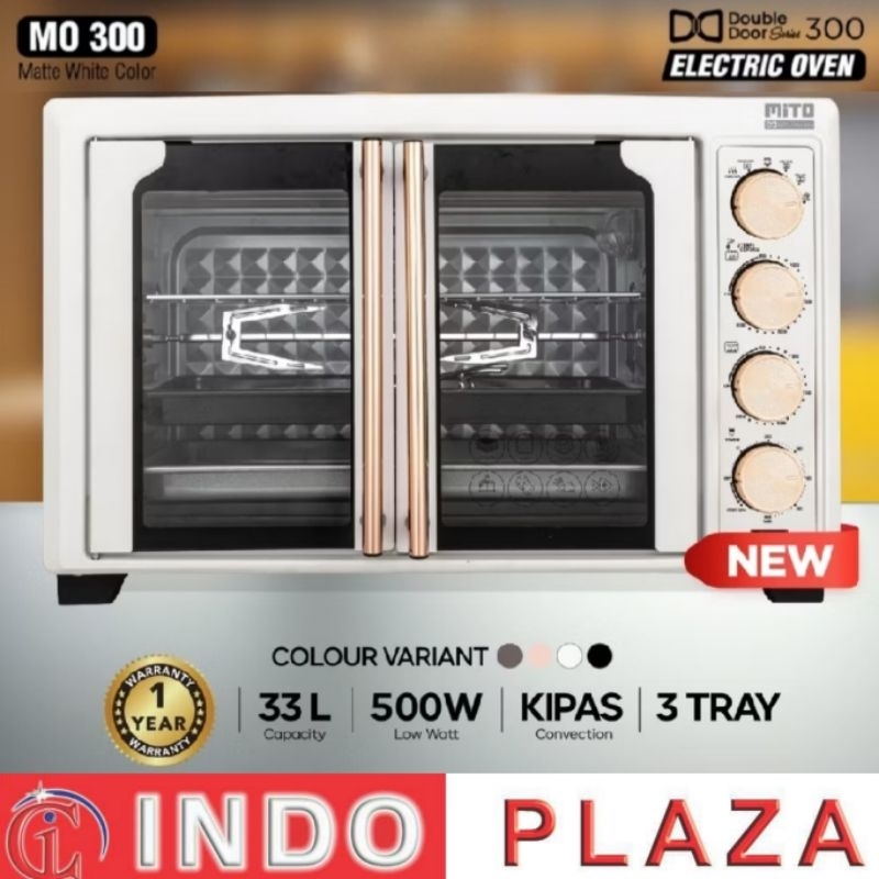 Mito MO300 Oven Listrik 33L Double Door Matte Black, Matte White, Cappucino, Korean Pink