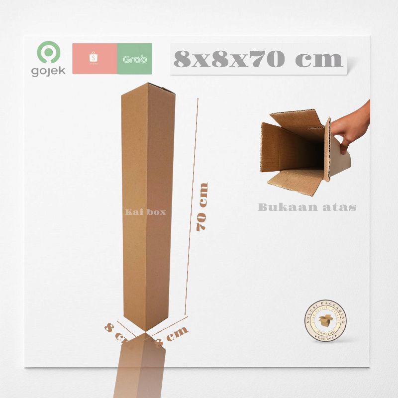 

kardus ukuran 8x8x70 cm box singel wall polos ST