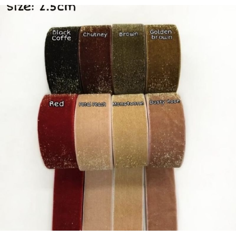 

1 YARD - UK2.5CM PITA BLUDRU GLITER HALUS / VELVET GLITER GOLD (1")