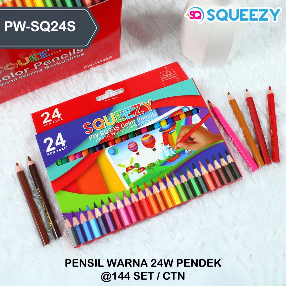 

Harga Grosir 1 Packs/ 24pcs Pensil Warna Color Pencil SQUEEZY PW-SQ24S PENDEK (24 warna)