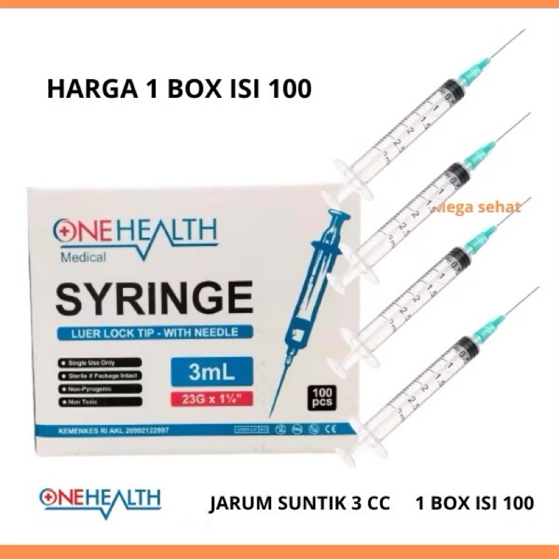 Syringe 1cc , 3cc , 5cc , 10cc , Onehealth / Onemed Per Box isi 100 Pcs / Spuit Onehealth