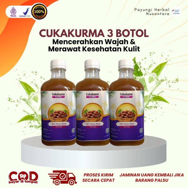 

CUKAKAMU Cuka Kurma Mencerahkan Wajah Putih Bersih Flek Hitam & Kerutan Hilang - 3 Botol