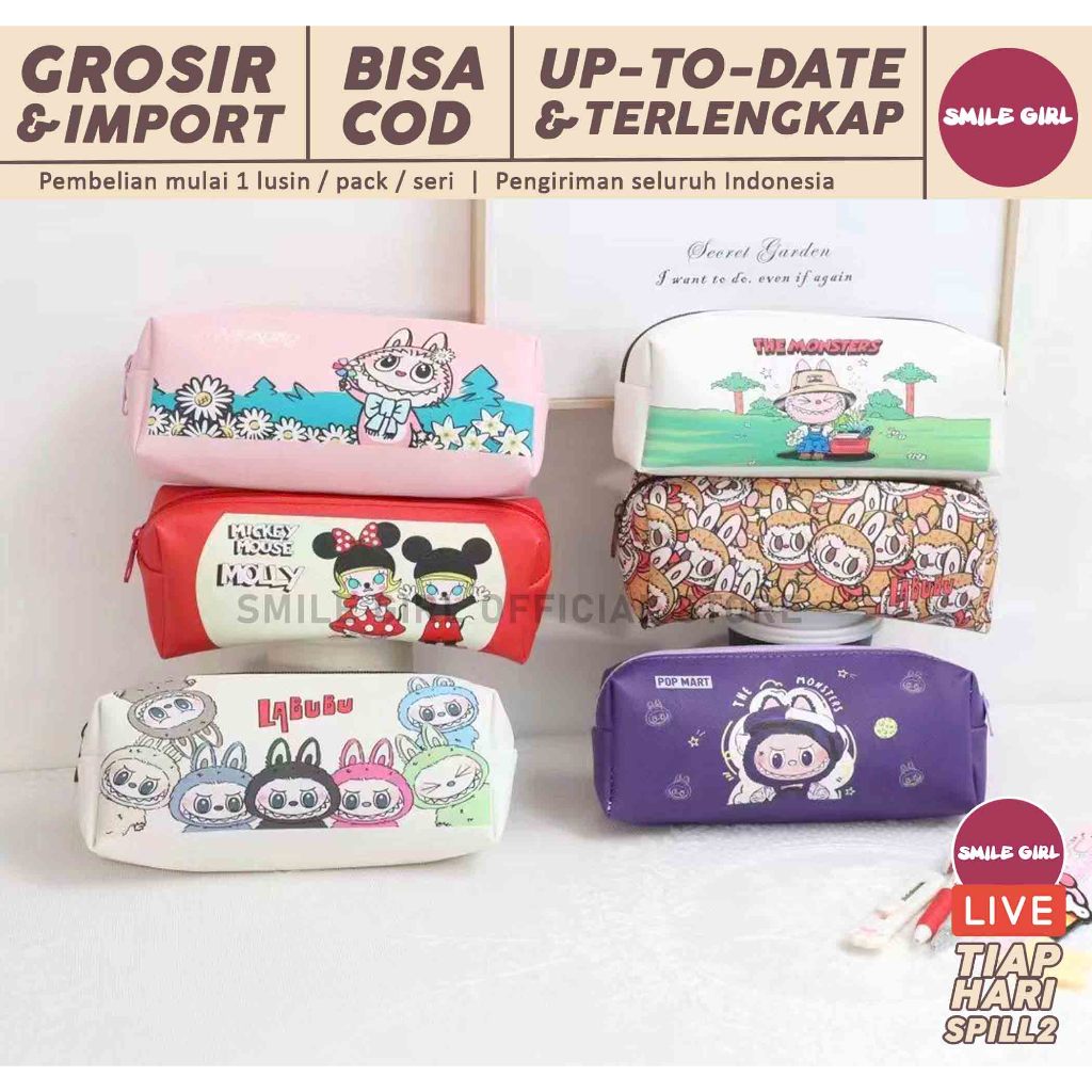 SG | PUSAT GROSIR | 6PCS - Tempat Pensil / Pencase Anak Motif Labubu Lucu