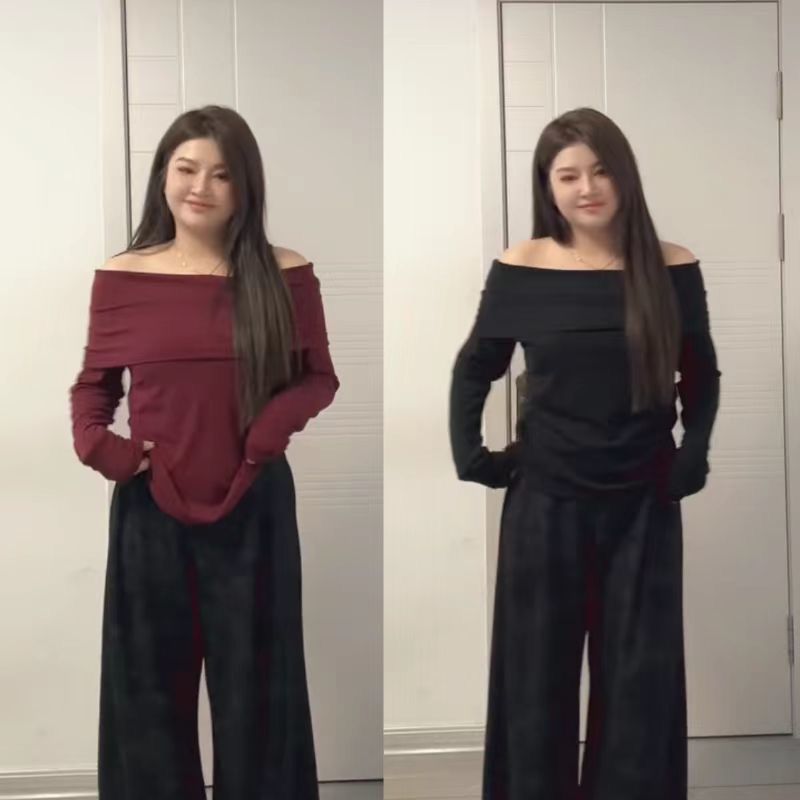 Blouse Sabrina BIG SIZE lengan panjang --- Jihu Blouse