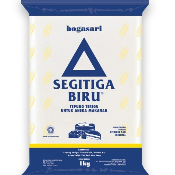 

TEPUNG SEGITIGA BIRU 1 KG - TEPUNG BOGASARI SERBAGUNA PROTEIN SEDANG