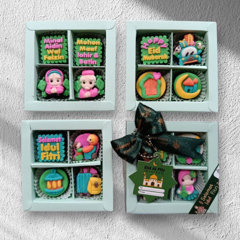 

sovenir coklat kado THR idul fitri / happy eid mubarok valentine day / Imlek / natal / kado valentine / kado Imlek / natal box sekat 4 minimalis / ekonomis