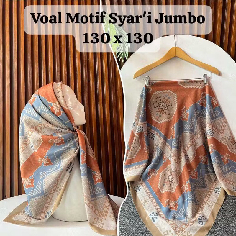 Hijab Voal Motif Syar'i / Voal Motif Jumbo / Voal Motif Syari / Voal Motif Size 130 x 130