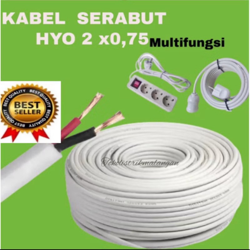 kabe serabut 2x0.75/kabel 2x0.75 serabut