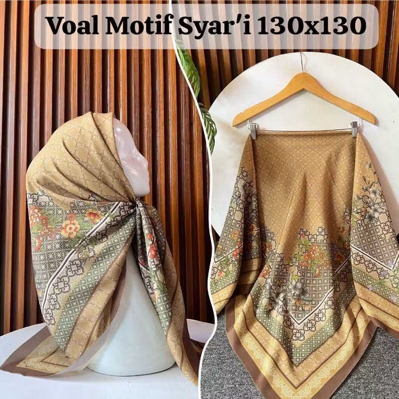 Hijab Voal Motif Syar'i / Voal Motif Jumbo / Voal Motif Syari / Voal Motif Size 130 x 130