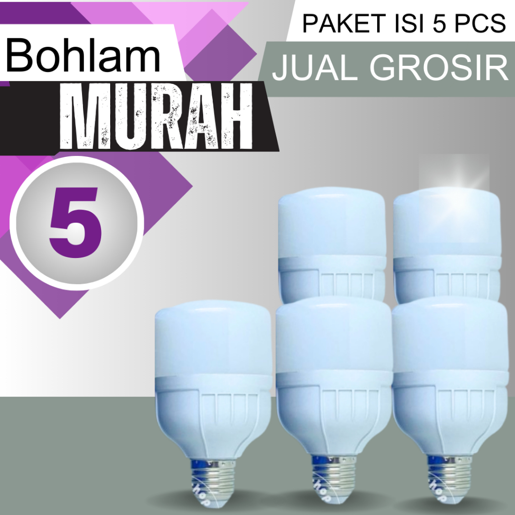 LAMPU LED PAKET 5 PCS  BULB KAPSUL TABUNG 5 WATT CAHAYA PUTIH JUAL GROSIR LAMPU MURAH