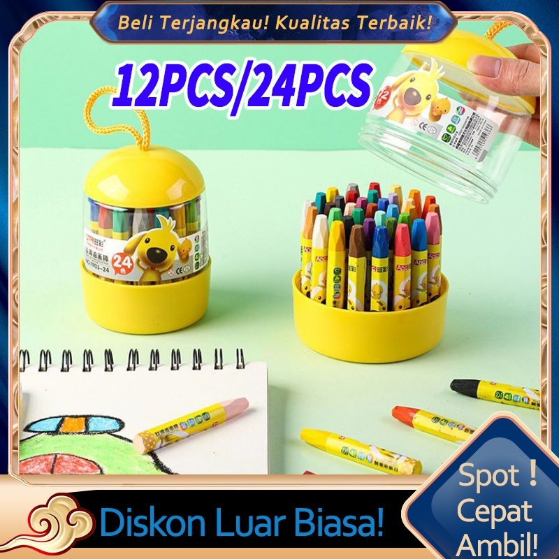 

12/24 Warna Oil Pastel Desain Barrel, Mudah Untuk Diambil Dan Ditempatkan