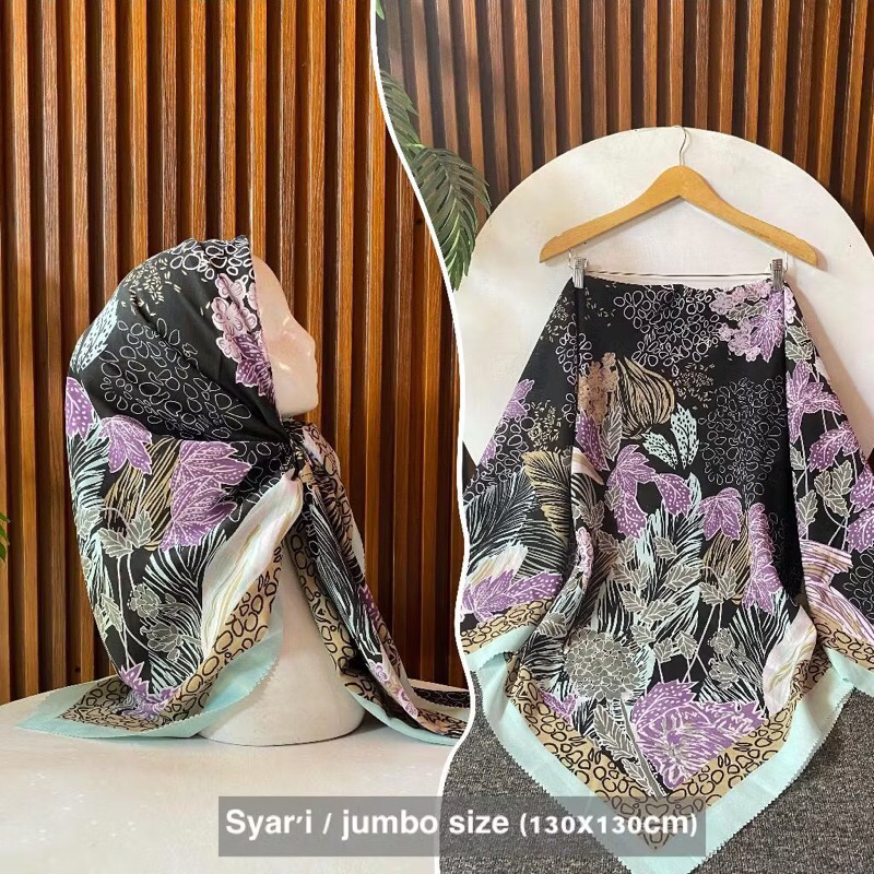 Hijab Voal Motif Syar'i / Voal Motif Jumbo / Voal Motif Syari / Voal Motif Size 130 x 130