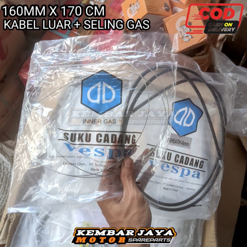 Kabel Luar Seling Gas + Seling Gas Kabel Seling Gas Set Termurah Original Vespa 6 MM panjang 170 CM