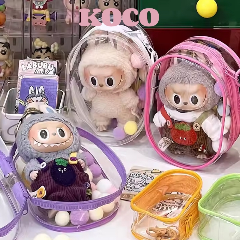 KOCO PVC Pouch Doll Pouch Keychain Bag Pop Mart Tas Labubu PVC Transparent Storage Bag