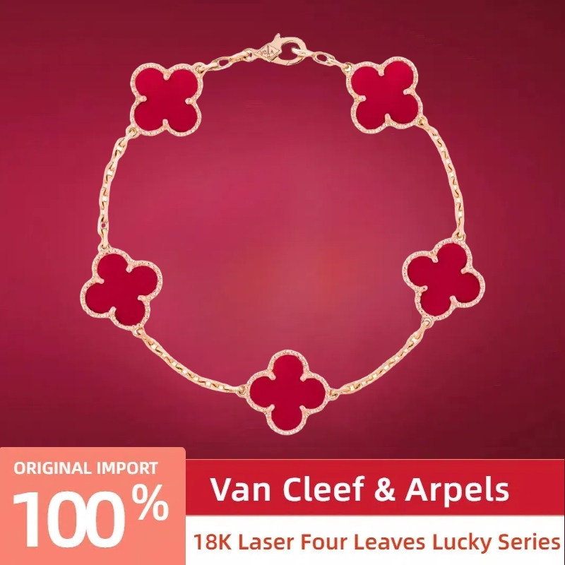 【18K emas asli/100%ORI】VanCleef & Arpels Four Leaf Lucky Series Rosegold Gelang wanita/Gelang wanita