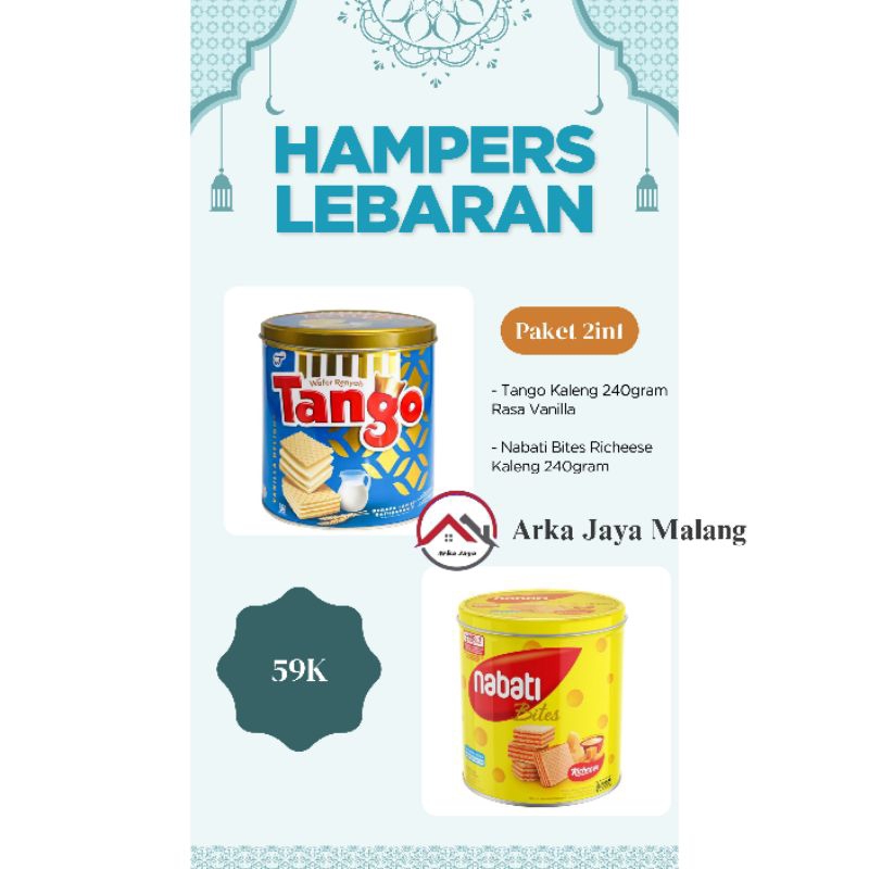 

Paket Hampers Wafer Tango Vanilla dan Wafer Nabati 2in1 isi 2 Kaleng