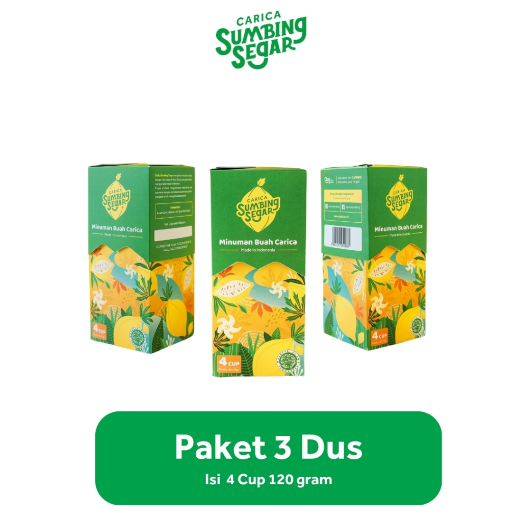 

Carica Sumbing Segar Paket 3 Dus isi 4 Isi 120 gram Oleh-Oleh Khas Wonosobo