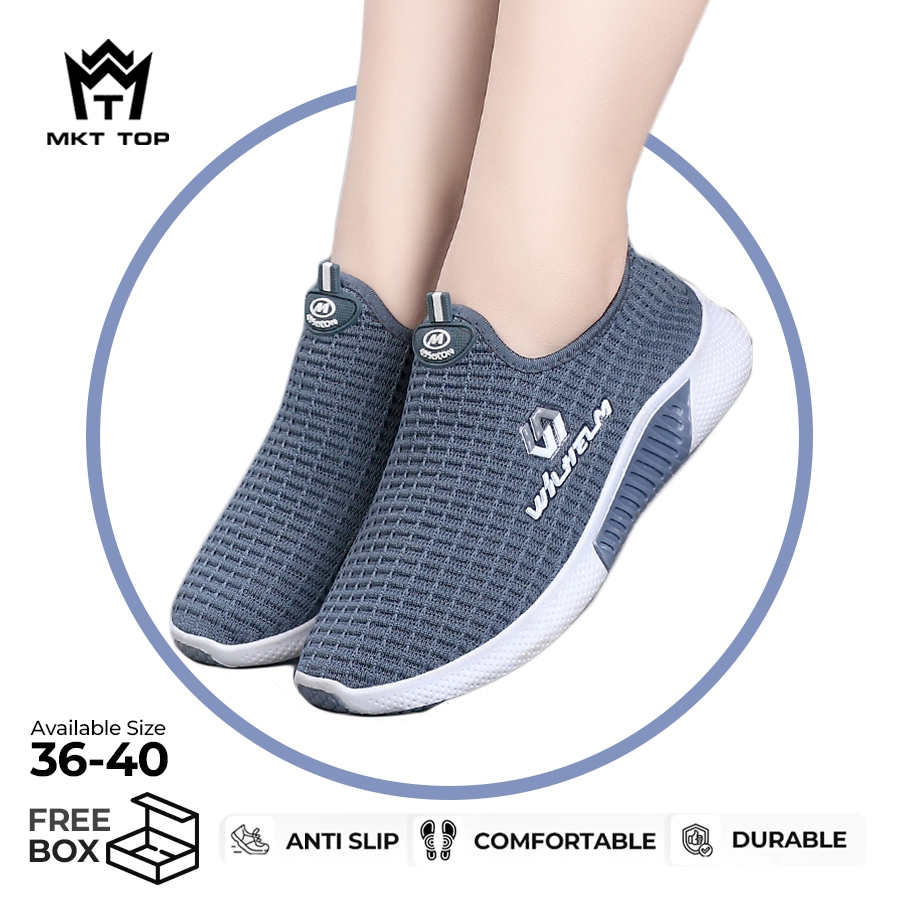 Sepatu Spatu Kets Kekinian Korea Sepatu Sport Terbaru Tanpa Tali F4R9 Terlaris Sneakers Putih Import
