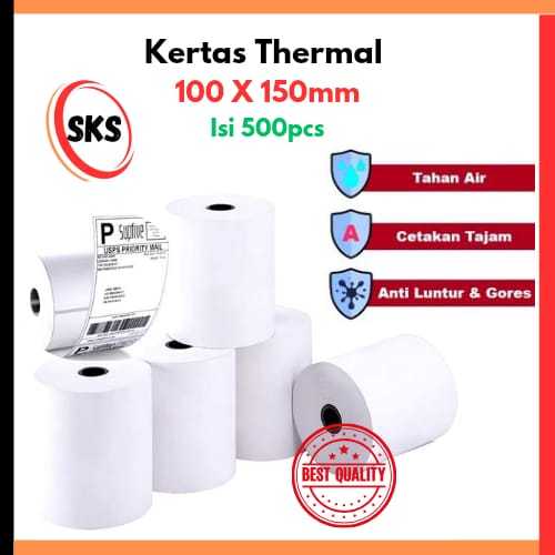 

(SKS)Kertas Print Thermal Label Resi 100 mm X 150 mm Isi 500 Pcs Per Roll