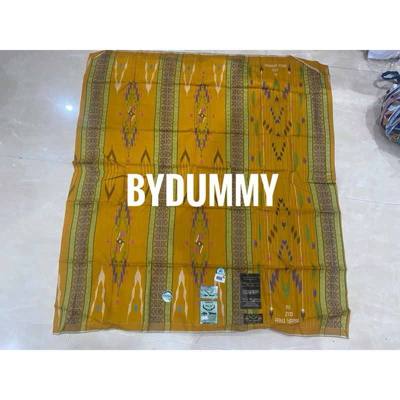 Sarung Abu Yaman Sutera Asli 210 motif Songket Gunungan Timbul warna kuning nomor 1