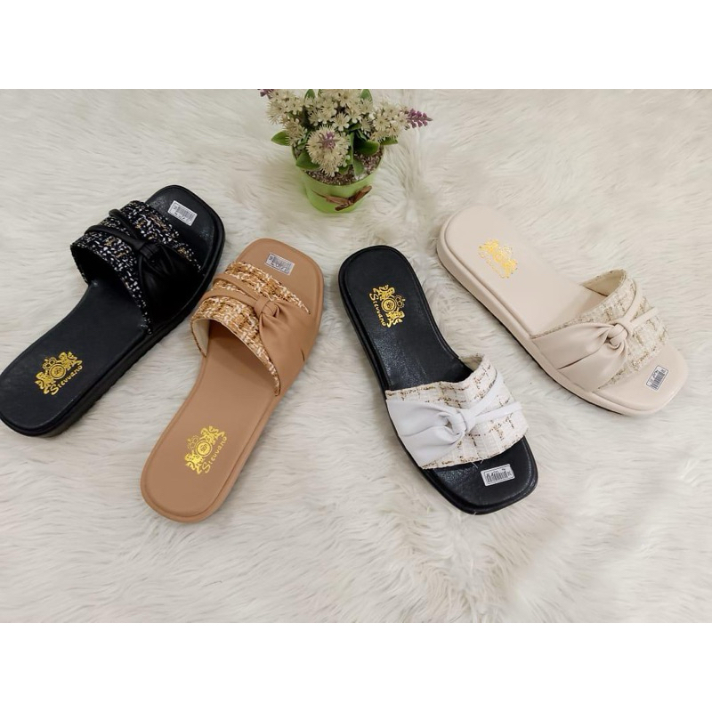 Knitty Sandals / Sendal Wanita Semi-Formal / Sendal Flat Cantik Rajut