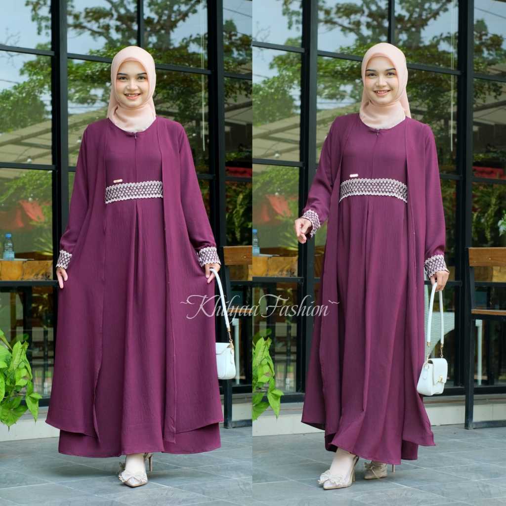 KhilyaaFashion-GAMIS DELISA ABAYA KAFTAN APLIKASI RENDA TERBARU / GAMIS MAXY DRESS OUTER BAHAN CRINK