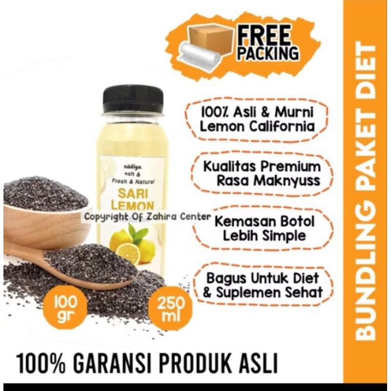 

budling sehat sari lemon 250ml+chia seed 100gr(3paket) /sari lemon murni 250ml
