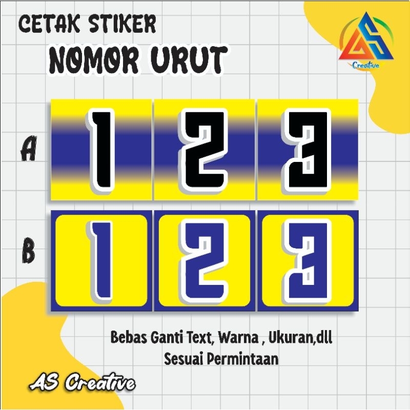 

Cetak Stiker Angka, Nomor Urut Custom