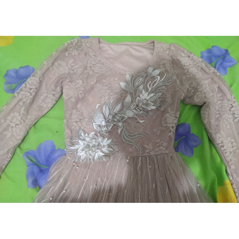 Baju Brokat Manik Mutiara Acara Pesta/Hari Raya