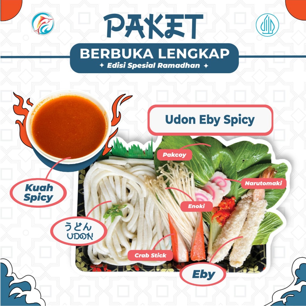 

paket berbuka udon II ebi furai II narutomaki II pokcoy II crabstik II enoki II spicy