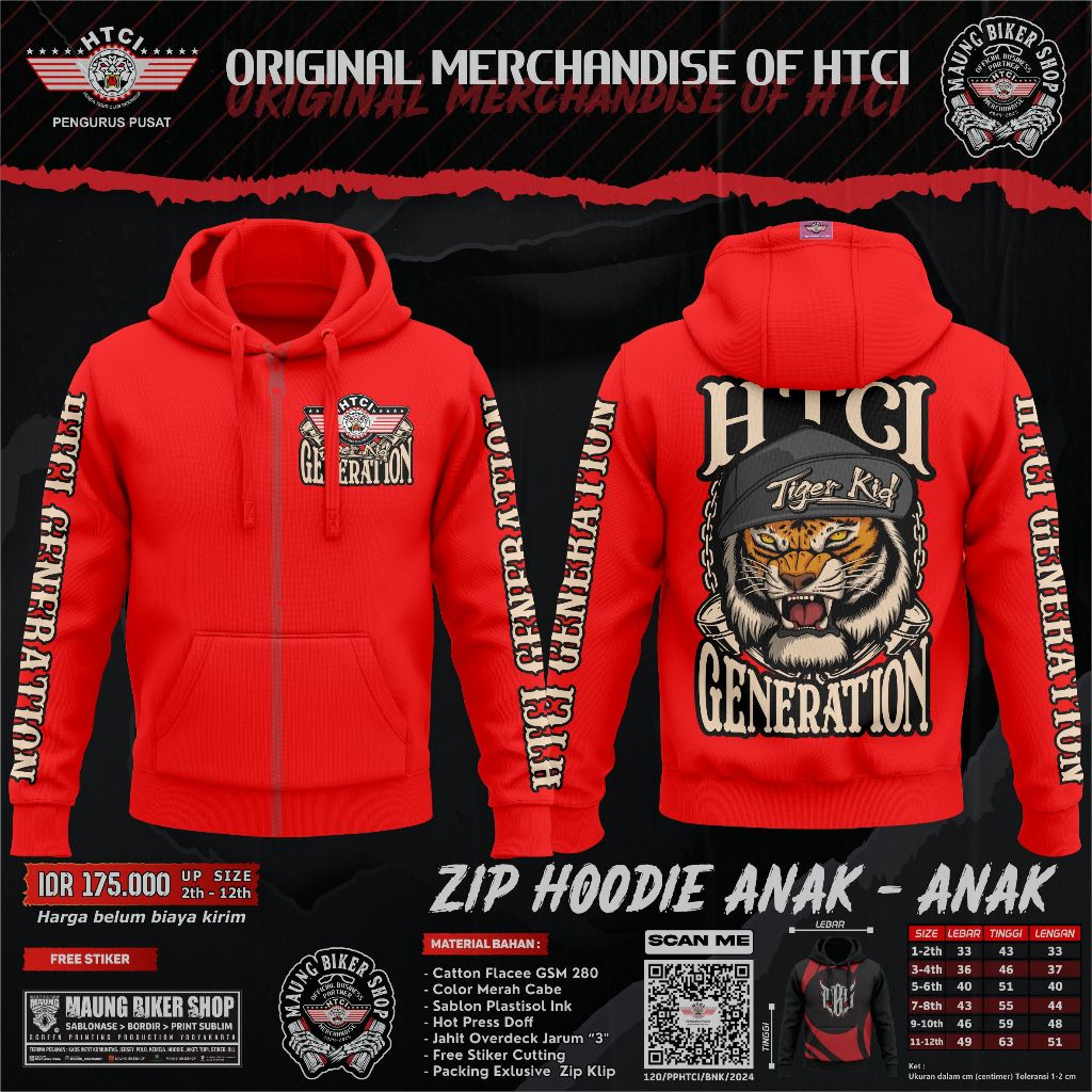 MAUNG_ZIP HOODIE HTCI JUNIOR MERAH