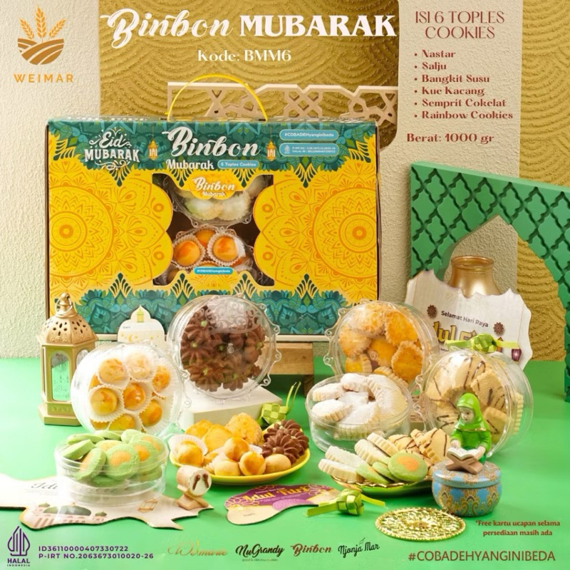 

Binbon Mubarak - Paket Isi 6 Toples Hampers Lebaran Kue Kering