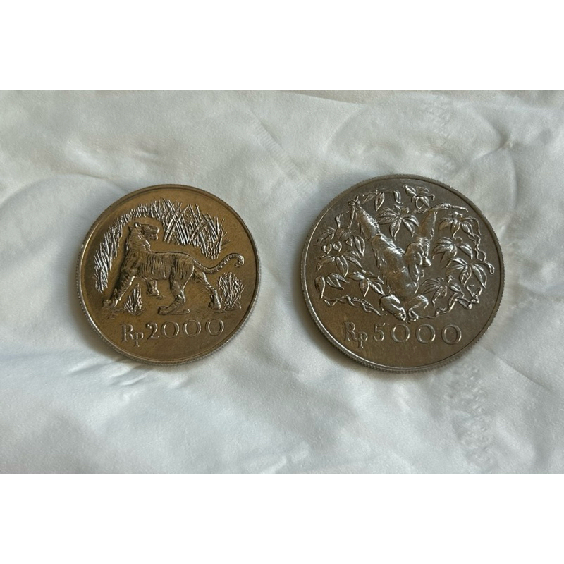SET KOIN PERAK INDONESIA Rp. 2.000 Macan & Rp. 5000 Otan 1974