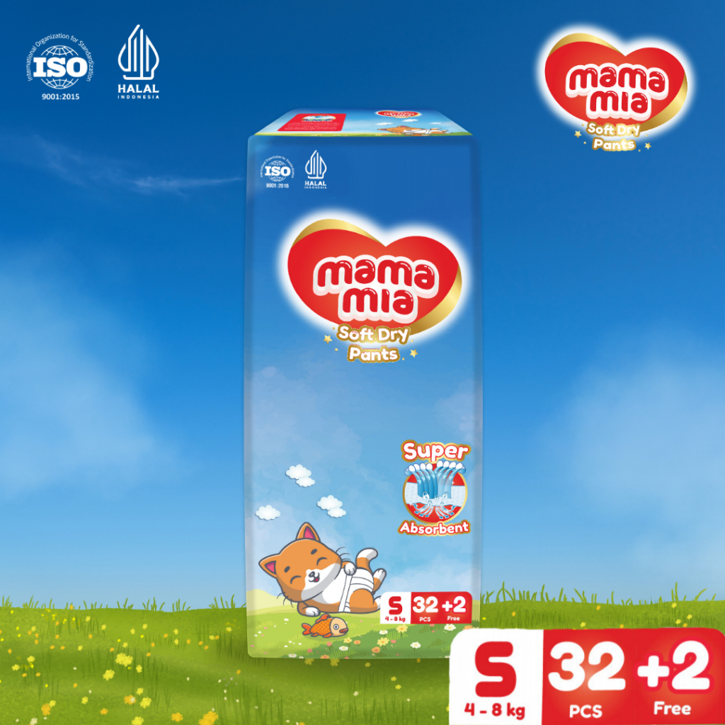 MAMAMIA Termurah Popok Bayi Celana Size S 34 M 30 L 26 XL 22 - Soft Dry Pants