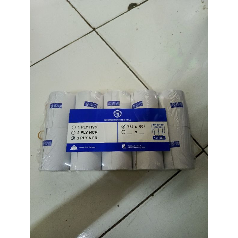

kertas struk 3Ply 75mm X 60mm 1 pack isi 10 roll