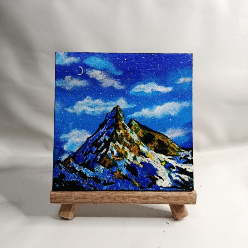 Lukisan Pemandangan Alam Gunung | Kanvas Acrylic