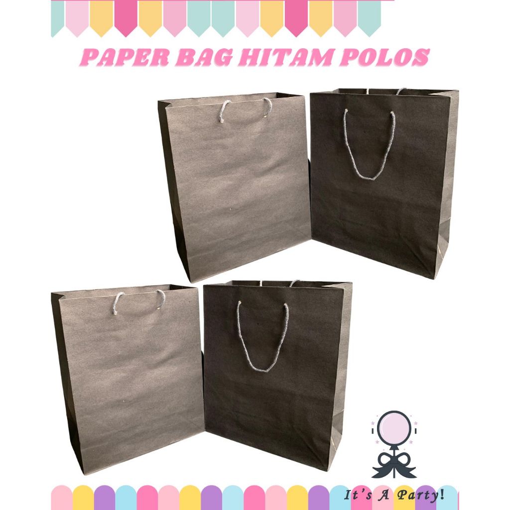 

Paper Bag Hitam Polos 20x25cm 12pcs Tas Kertas Souvenir Kado