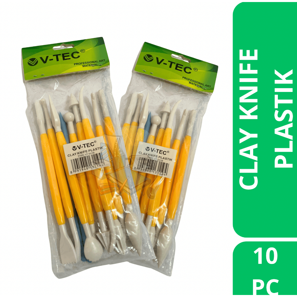 

[1 SET] Alat Clay Tools / Pisau Ukir Clay Knife Bahan Plastik Murah Isi 10 PCS Vtec