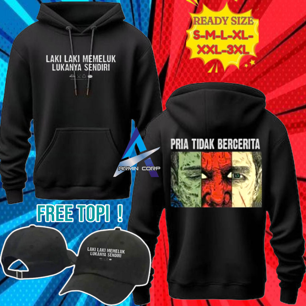 HOODIE JUMP PREMIUM PRIA LAKI LAKI MEMELUK LUKANYA SENDIRI PRIA TIDA BERCERITA DESAIN CASUAL TRENDY 