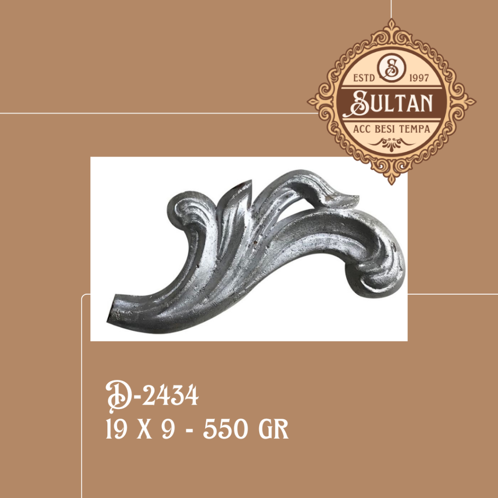 Sultan Besi Tempa / D-2434 / Ornamen Daun Besi Tempa / Ornamen Pagar Besi Klasik / Aksesoris Besi Te