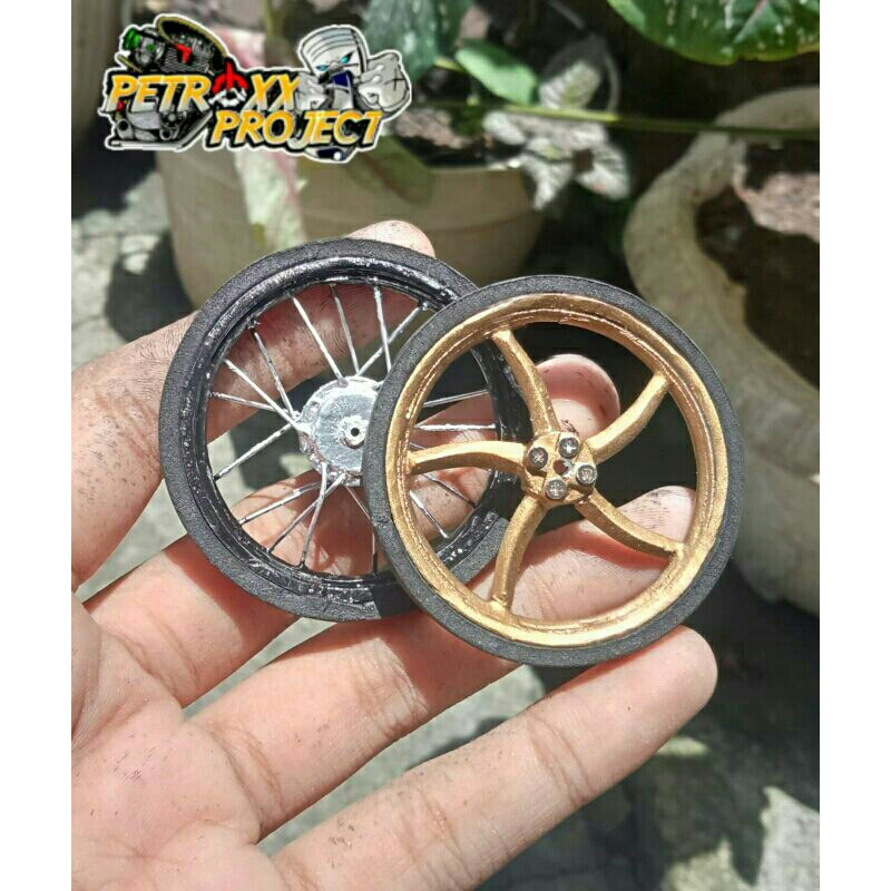 miniatur velg rcb dan ruji + baut untuk piringan