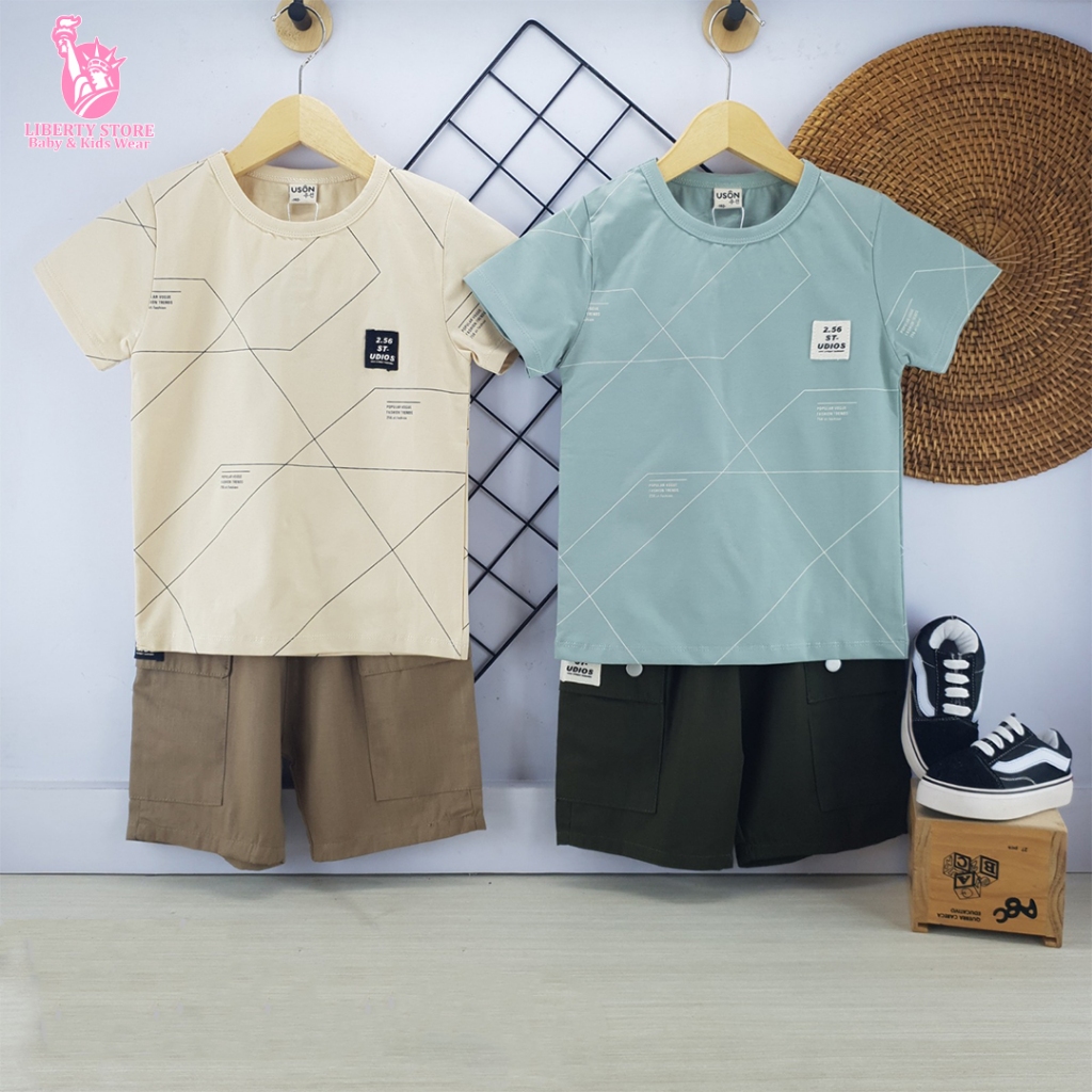 Setelan Kaos Uson Anak Cowok Lengan Pendek Baju Setelan Anak Laki-Laki