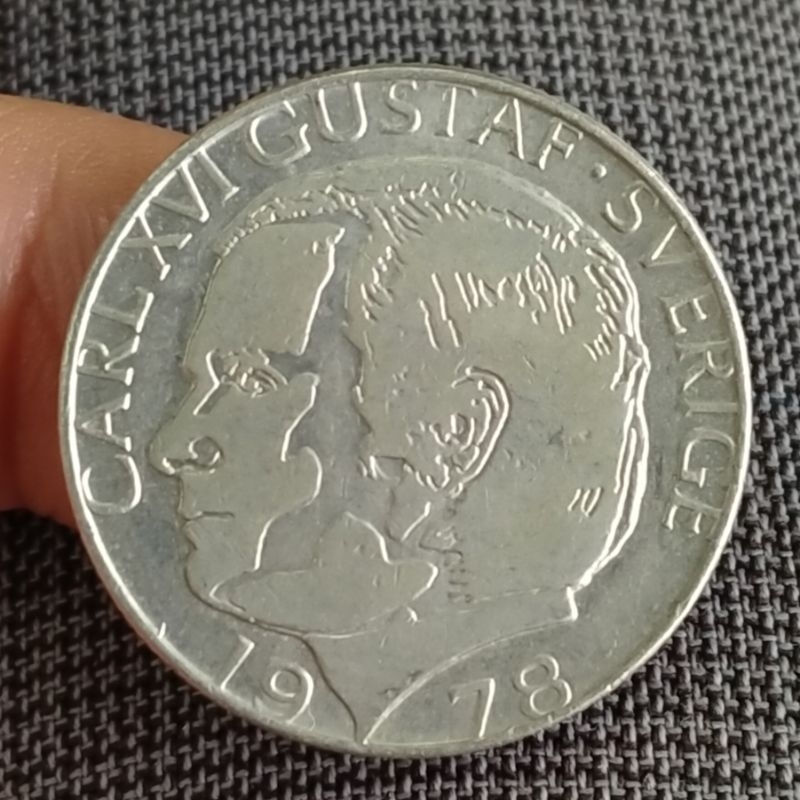 Koin Kuno Swedia 1 Krona 1976-1981 (tahun acak)