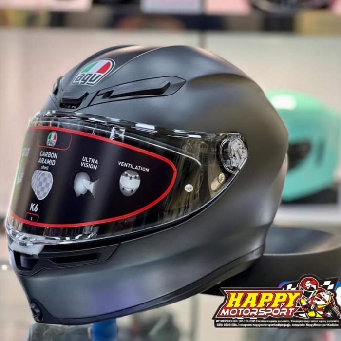 Helm Fullface AGV K6 Black Matte