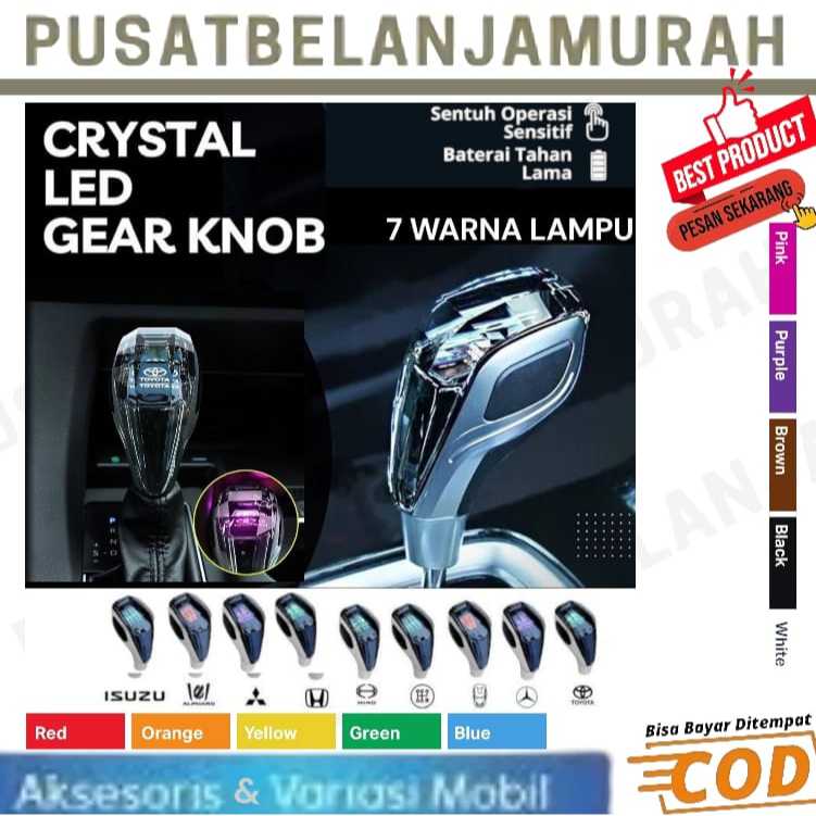 Shift Knob Tuas Gigi Kristal Lampu RGB 7 WARNA Universal SHIFT KNOB CRYSTAL LED Shift Knob Crystal