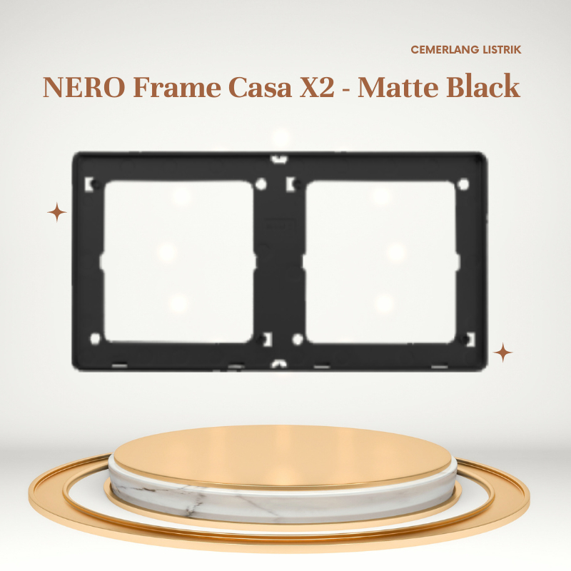 Nero Frame Saklar 2 Gang Matte Black X2286-MB / Frame Saklar Hitam 2 Gang Nero Black