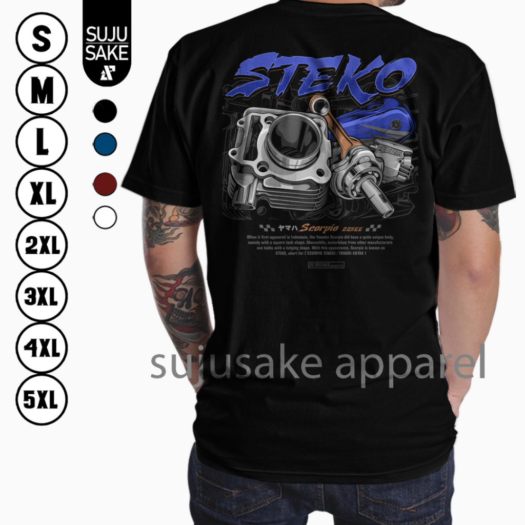 Baju Kaos Atasan Pria Yamaha Scorpio Steko 225cc Distro Original Sujusake Apparel Murah Keren Bahan 