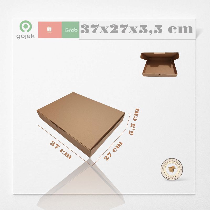 

kardus ukuran 37x27x5,5 cm die cut model pizza