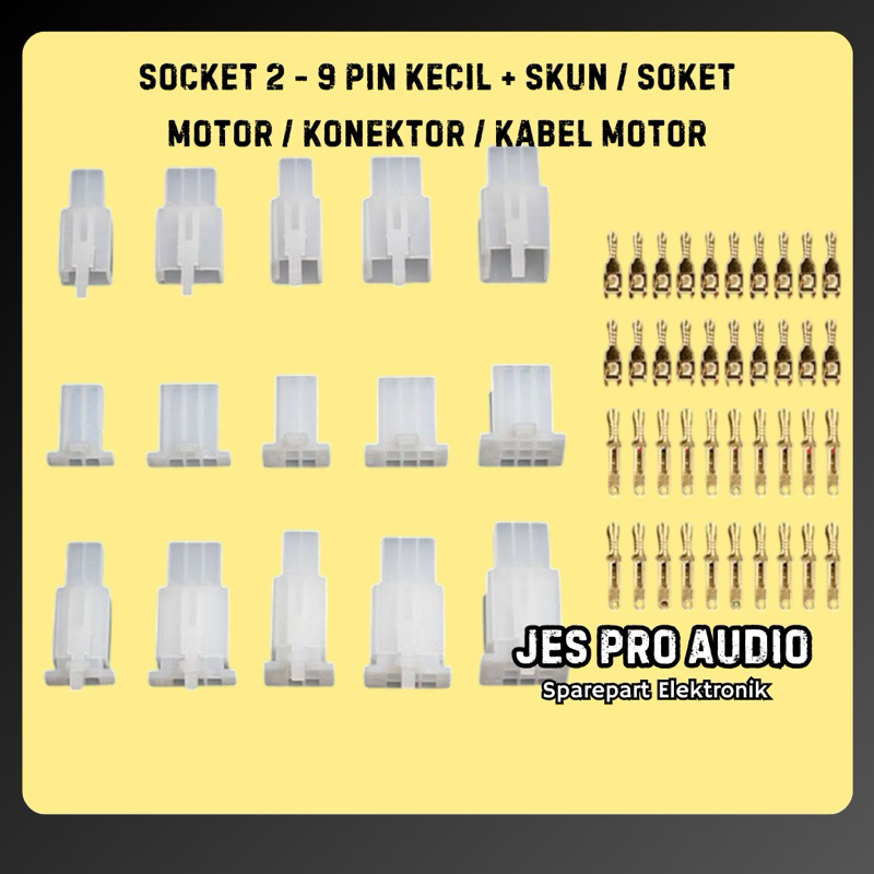 SOCKET 2 - 9 PIN KECIL + SKUN / SOKET  MOTOR / KONEKTOR / KABEL MOTOR