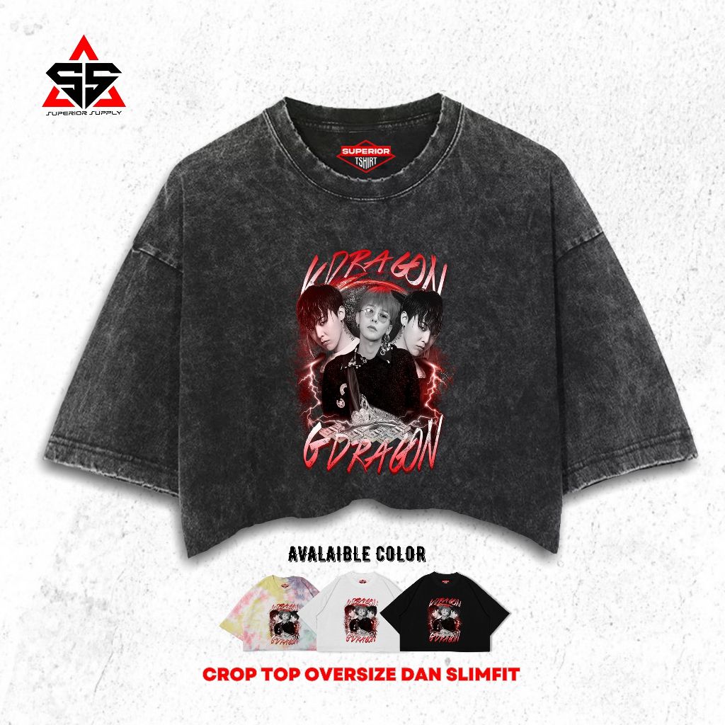 SUPERIOR Crop Tee G-Dragon Washed Tye Die Longsleeve Oversize Slimfit Crop Top GDRAGON-9